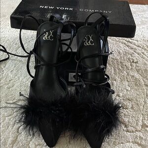 New York & Company Black Feathered Heels